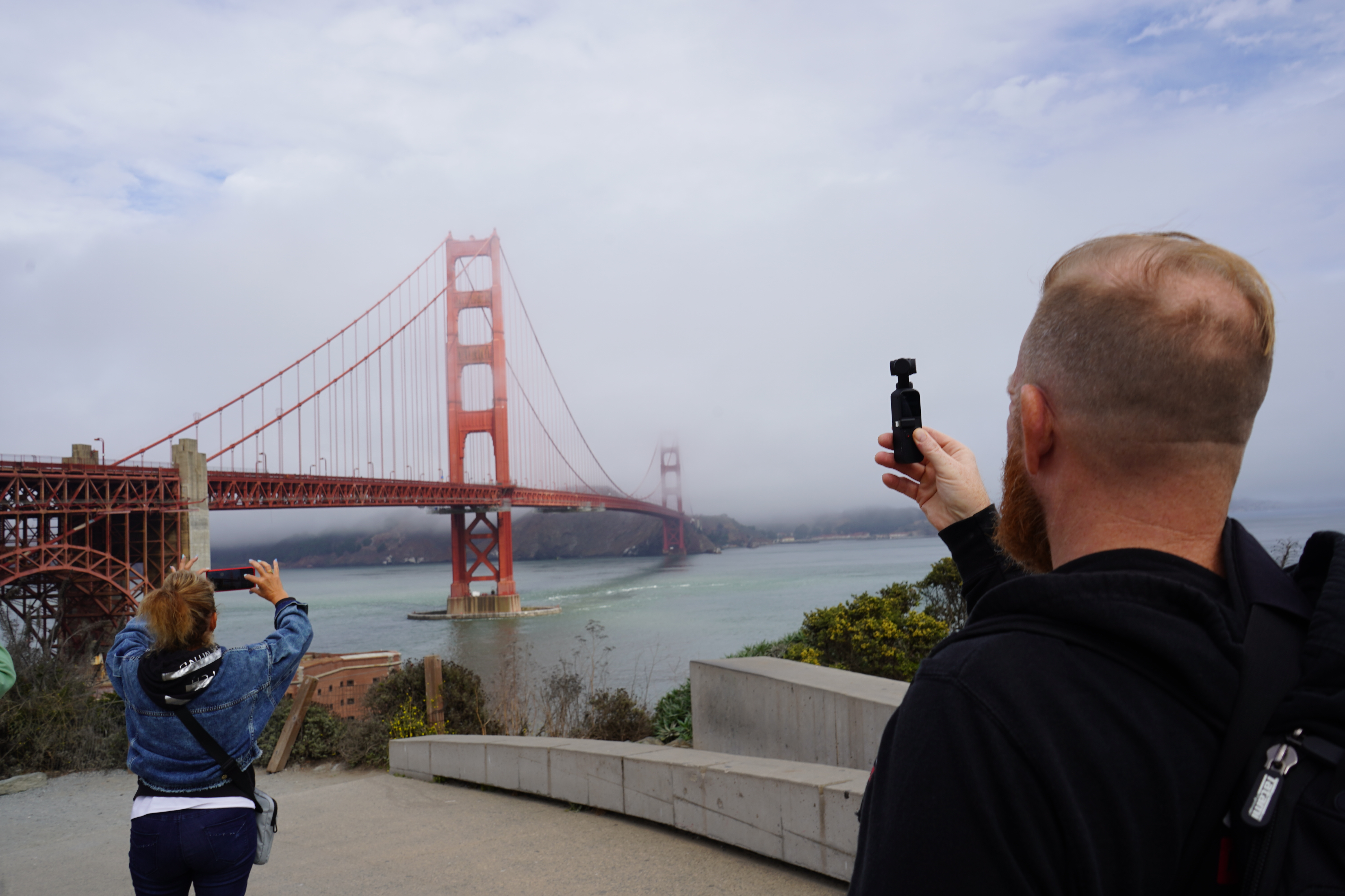 Chris Martin and Alexandra King filming at Golden Gate Bridge — San Francisco, CA
